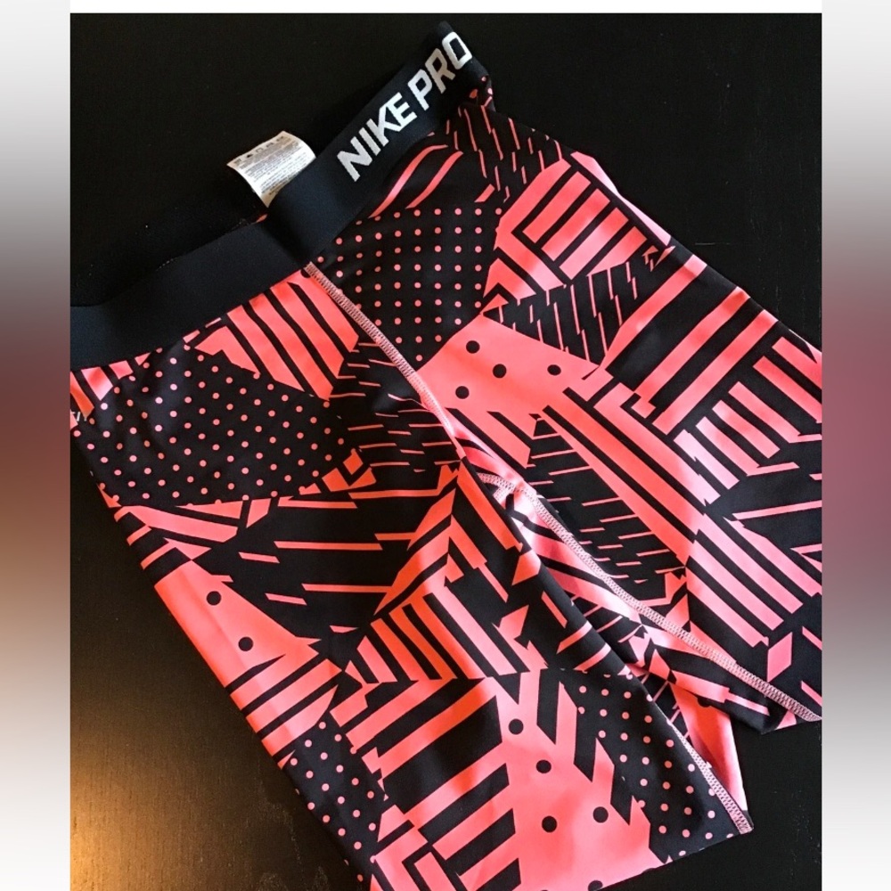 Nike Pro Orange Black Athletic Geometric Medium leggings